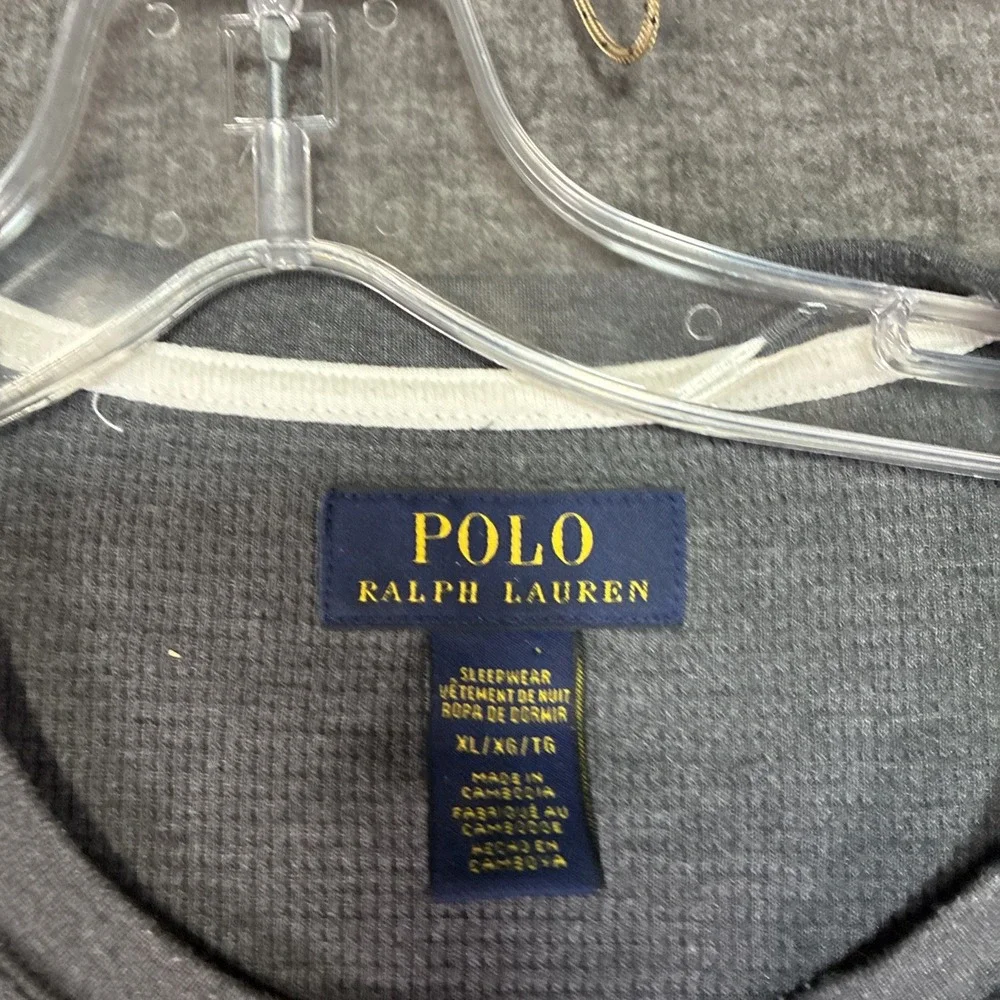 POLO RALPH LAUREN Thermal‎ Shirt Men's XL Gray Long Sleeve Crew Neck 100% Cotton